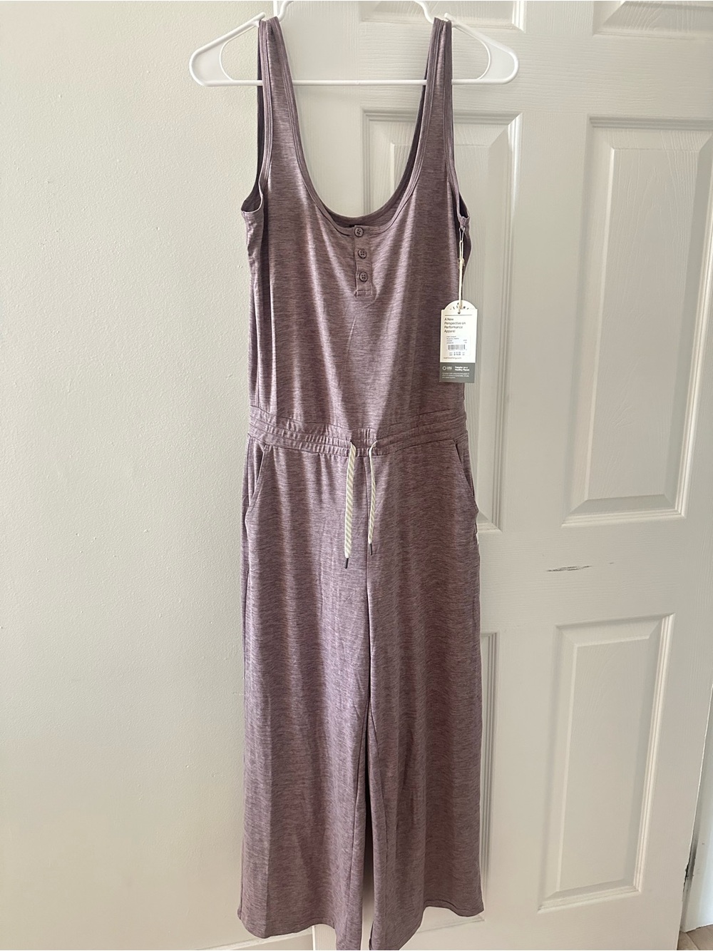 Vuori Sleeveless Henley Knit Jumpsuit in Mauve - Picture 1 of 5